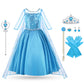 Aomig Princess Dress Costume, 5Pcs Princess Dress Up, Princess Dress With Accessories, Princess Costumes For Birthday Party Queen Cosplay With Crown Wand