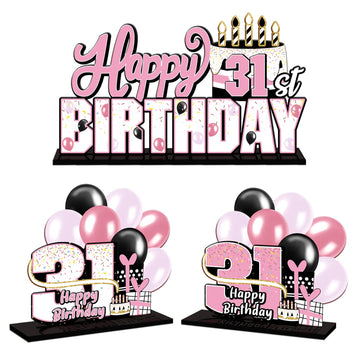 Lingteer Happy 31St Birthday Pink Acrylic Table Topper Centerpieces Set - Cheers To 31 Years Old Birthday 31St Bday Party Gift Decorations.
