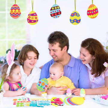 Fennoral 12 Pack Easter Egg Craft Kit For Kids Make You Own Egg Foam Stickers Ornament Diy Easter Arts And Crafts For Easter Art