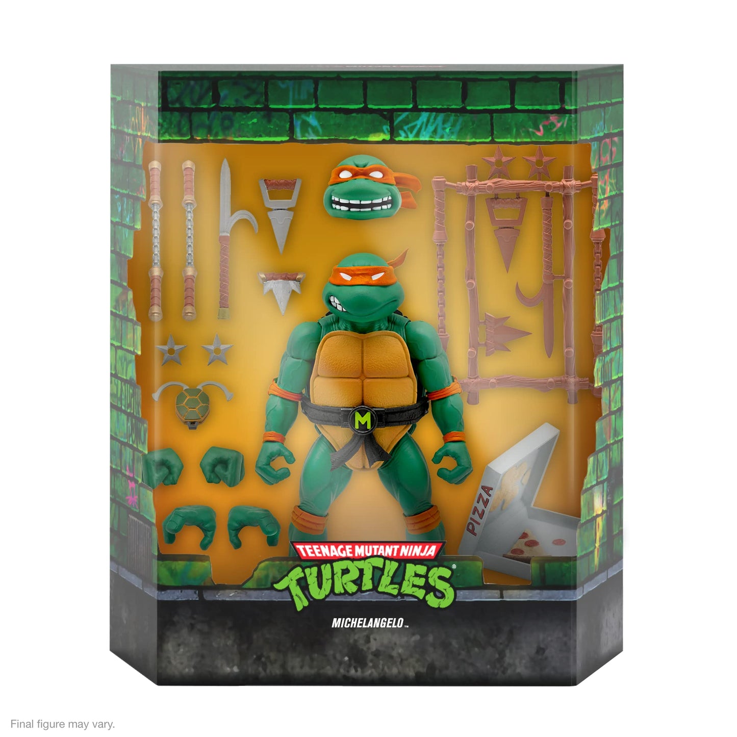 Super7 ULTIMATES! Teenage Mutant Ninja Turtles Michelangelo - 7 TMNT Action Figure with Accessories Classic Cartoon Collectibles and Retro Toys
