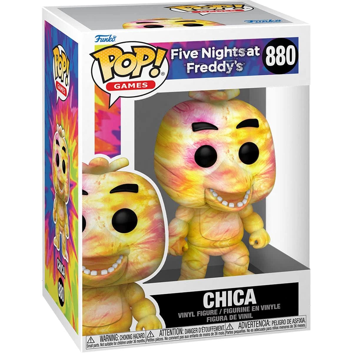 Pop Five Nights At Freddy'S - Tie Dye Chica Funko Vinyl Figure (Bundled With Compatible Box Protector Case), Multicolor, 3.75 Inches