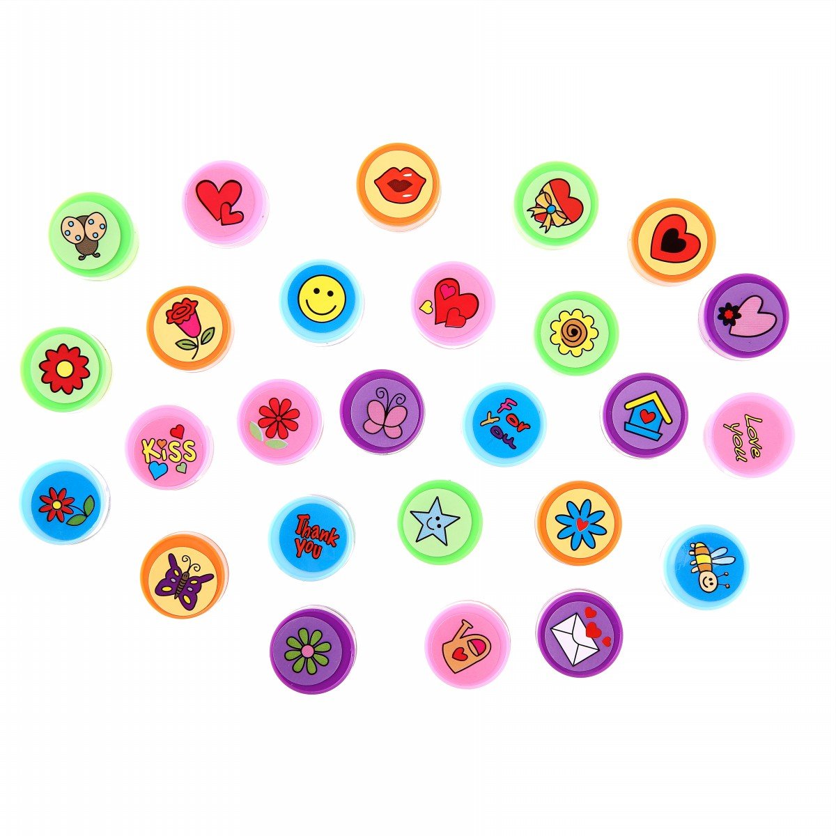 LUCKYBIRD Self-Inking Stamps for Kids - Heart Toy Stamp Set, Funny Plastic Stamps, 26 Count
