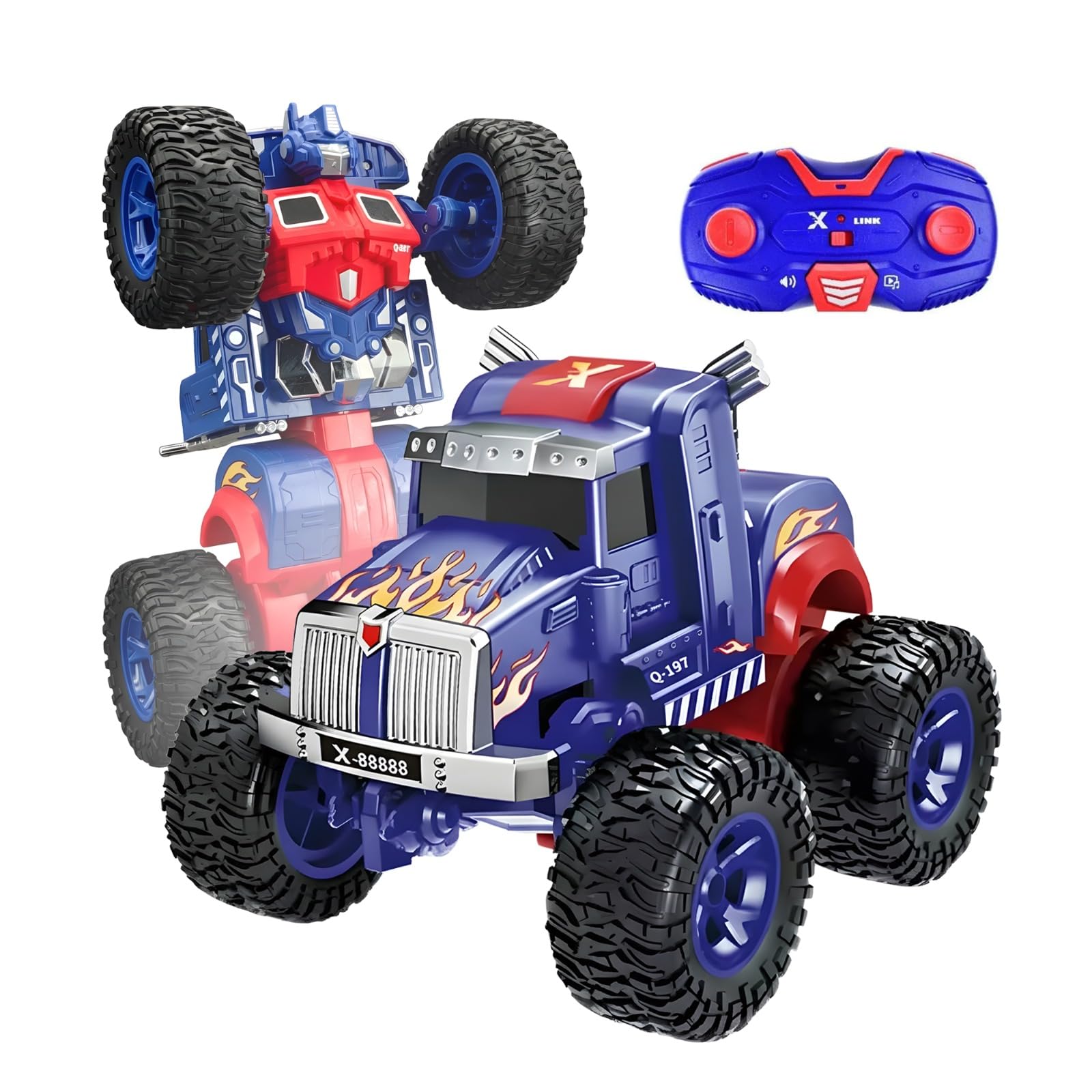 Wirescorts 2-In-1 Deformation Robot Rc Truck Car Toy For Boys 8-13, Remote Control Convertible Truck With Rechargeable Battery, 
