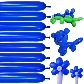 Blue Long Skinny Balloons,Blue Balloons Shiny Thick Latex,Blue 260 Long Balloons For Balloon Animals,Dark Blue 260 Balloons