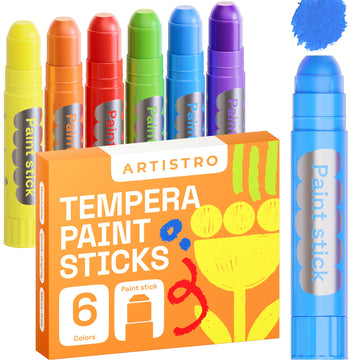 ARTISTRO 100% Washable Tempera Paint Sticks for Kids - 6 Non-toxic Paint Markers for Kids - Color Sticks with Twist Design