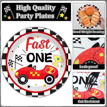 Fast One Birthday Decorations For Boys Racing Car 1St Birthday Party Supplies Fast One Plates Napkins Forks Checked Race Car Dis
