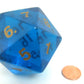 Koplow Games Jumbo Dice Transparent Sapphire/Gold 55Mm Countdown D20