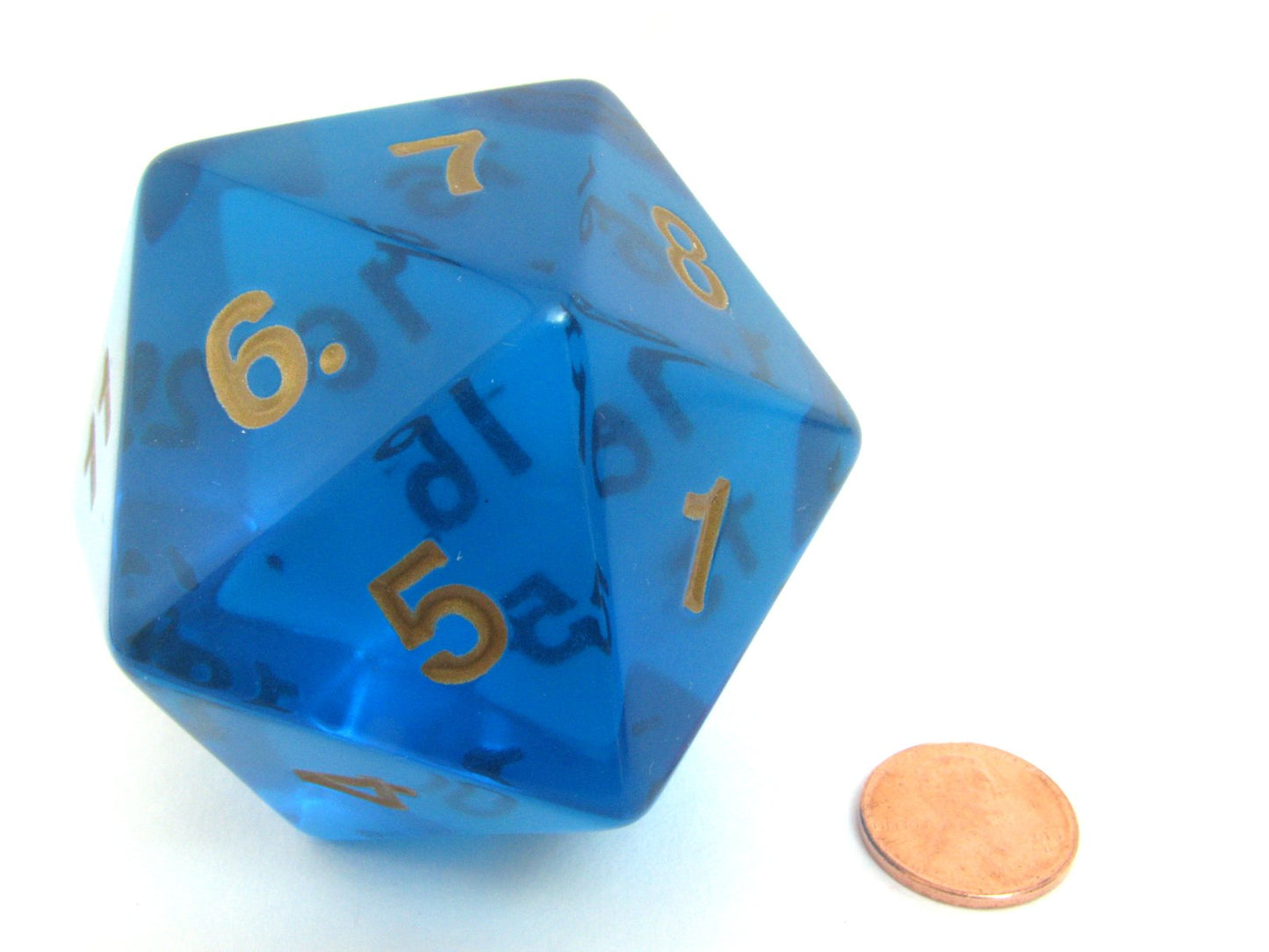 Koplow Games Jumbo Dice Transparent Sapphire/Gold 55Mm Countdown D20