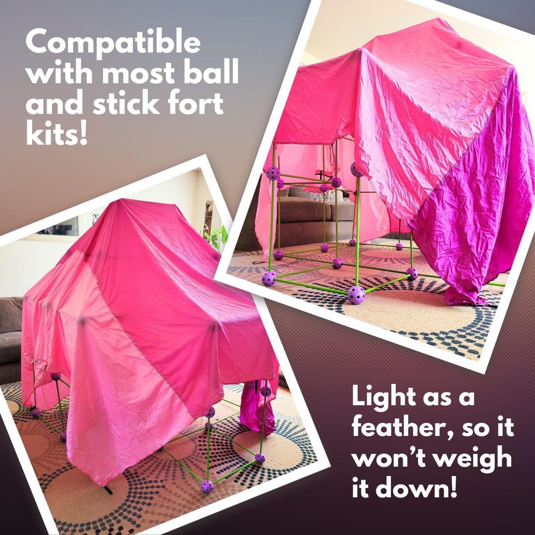 Ez Clipz- Kids Fort Building Kit- Large Fort Blanket And Clips To Attach To Furniture-Best Gift For Children-Indoor/Outdoor Fort By Pickle & Olive (Creme/Beige)
