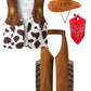 Iwalue Kids Boys Cowboy Costume Dress Up Halloween Party Cosplay With Bandana Cowboy Hat(White,5-6Years)