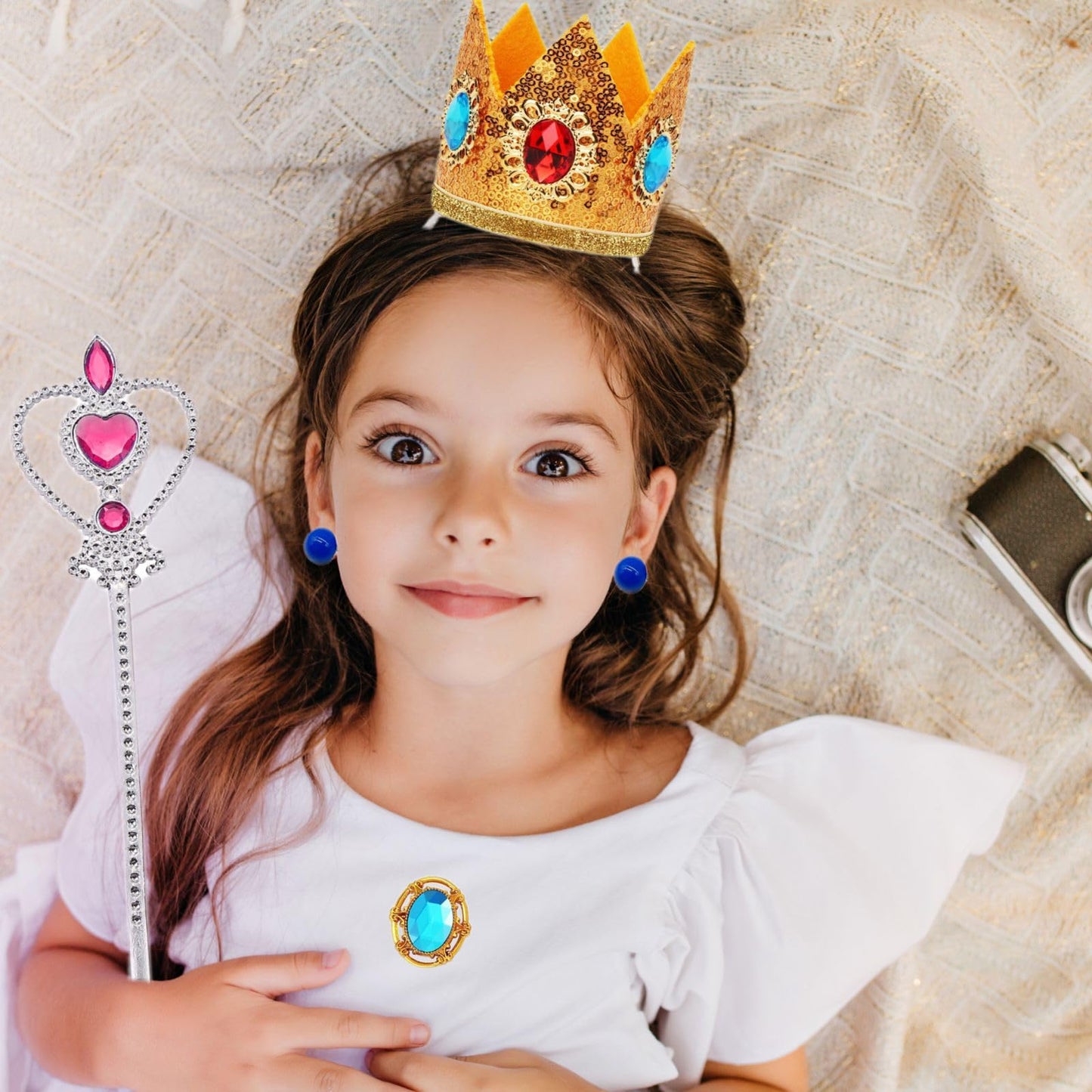 5Pcs Princess Peach Crown Accessories Kit For Girl Princess Peach Costume Set Dress Up