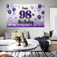 LASKYER Happy 98th Birthday Decorations,98th Purple Balloon Large Birthday Banner Backdrop Sign,98 Years Old Bday Party Supplies