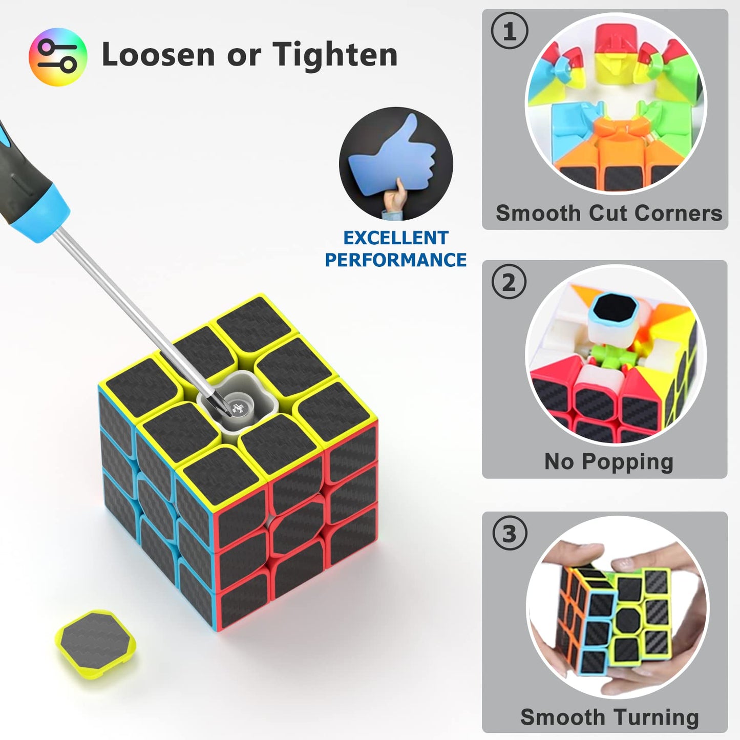 Vdealen 3X3X3 Speed Cube Set, 6 Pack Speed Cube Bulk Magic Cube Set, School Classroom Prize For Students Birthday Party Favors Stocking Stuffers Gifts For Kids Teens Adults(Carbon Fiber Sticker)
