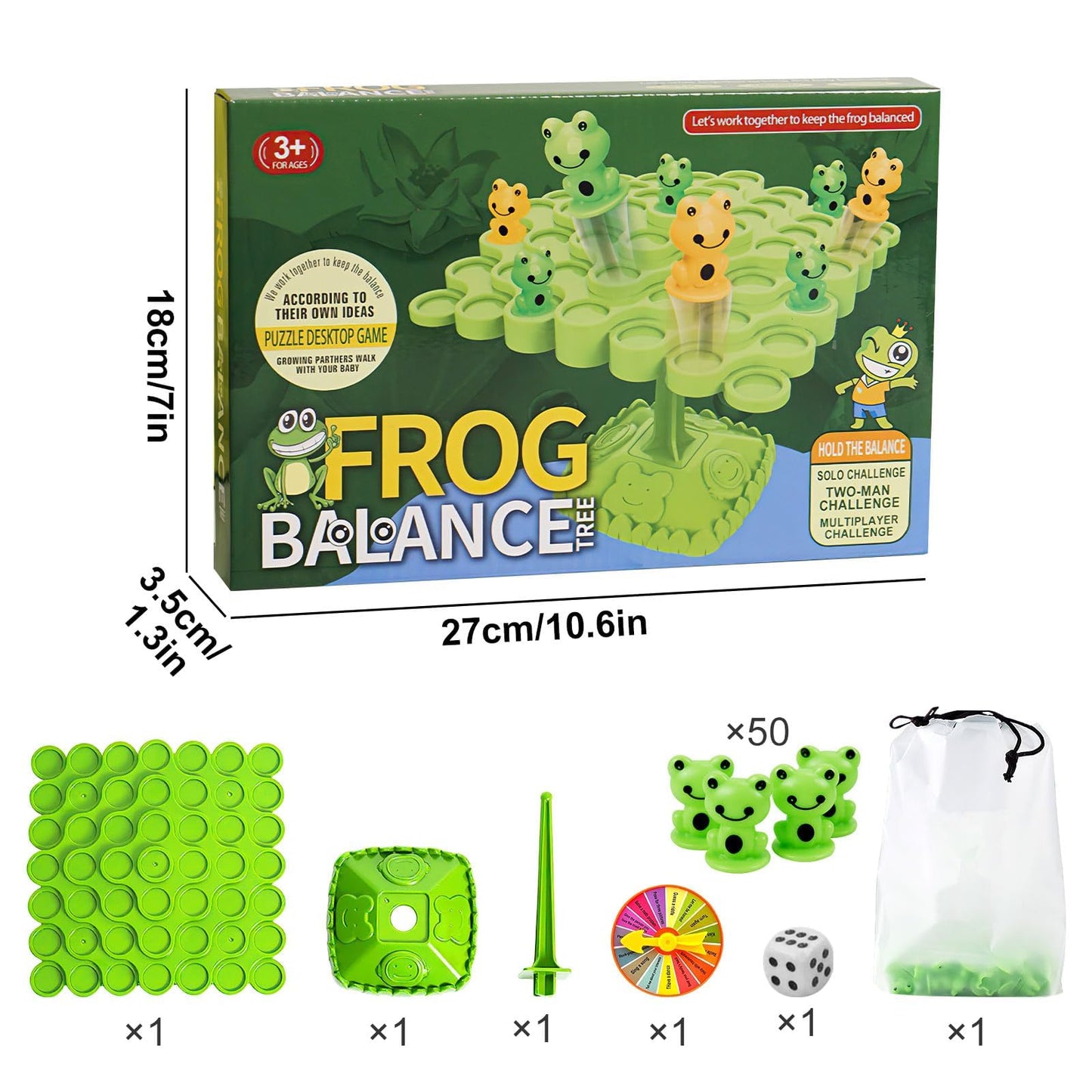 Yeopopshop Frog Balance Game - Montessori Two-Player Board Game, Medium Size, Educational Toys for Kids, ABS Plastic
