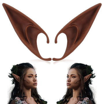 Freshme Long Brown Fairy Elf Ears - Cosplay Fairy Ears, Pixie Pointy Ears Vampire Elven Ear Brown Skin For Women Girls Christmas