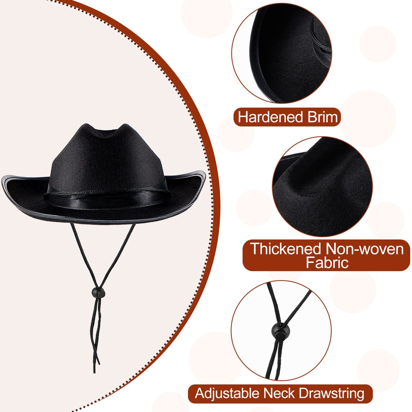 Hercicy Cowboy Hat, 6 Pack Kids Western Hat Cowgirl Hat Cowboy Hat For Boys Kids Girls Dress Costume Clothes, Party Supplies (Bl