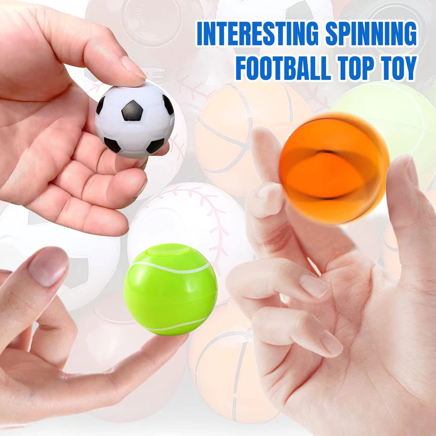 32 Pcs Mini Fidget Spinners Sports Balls Toys For Kids, Goodie Bag Stuffers Treasure Box Toys For Classroom Prizes, Soccer Balls