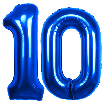 40 Inch Number 10 Balloon Blue Jumbo Giant Big Large Number 10 Foil Mylar Blue Balloons 10Th Birthday Party Anniversary Decorati