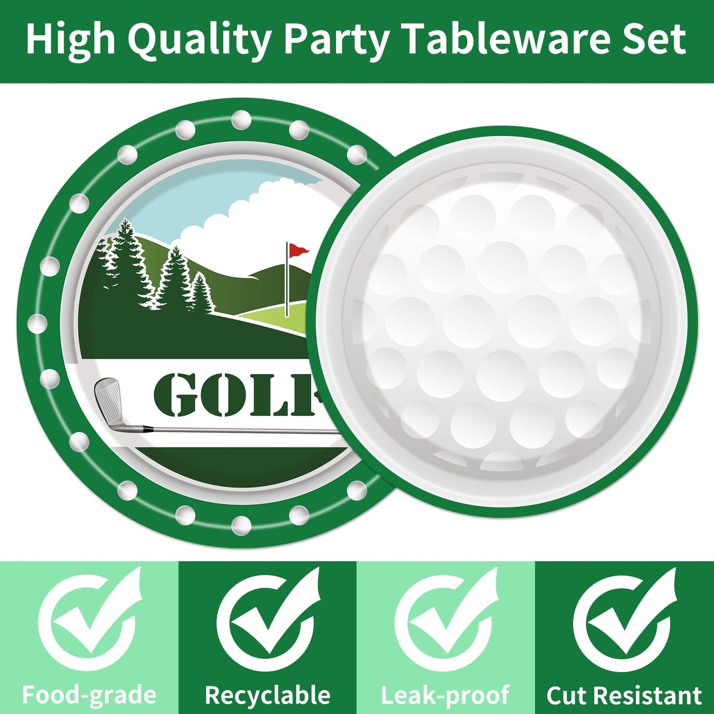 Golf Plates And Napkins Party Supplies -96Pcs Golf Themed Birthday Party Decorations Golf Paper Disposable Tableware Set For Bir