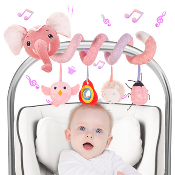 Fati Car Seat Toysbaby Toys 0-6 Months, Spiral Plush Baby Toy For Baby Crib Carseat, Sensory Toys With Squeaker Teether Rattles