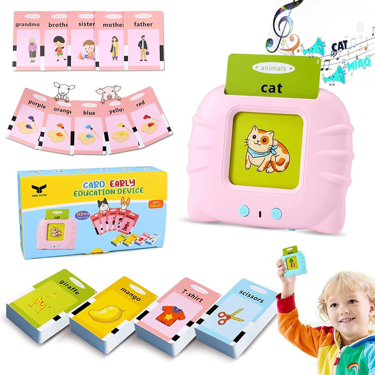 Royaldeals Toys Talking Flash Cards Learning Toys For Toddlers  For Age 2 3 4 5 6