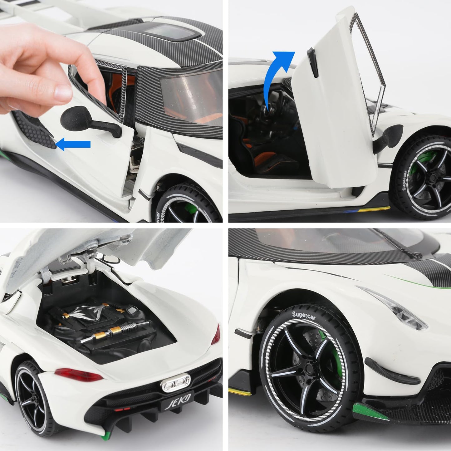 BDTCTK Compatible for 1:24 Koenigsegg Jesko Car Model, Diecast Collectible Pull Back Model Car with Sound and Light, Toy Gift Ve