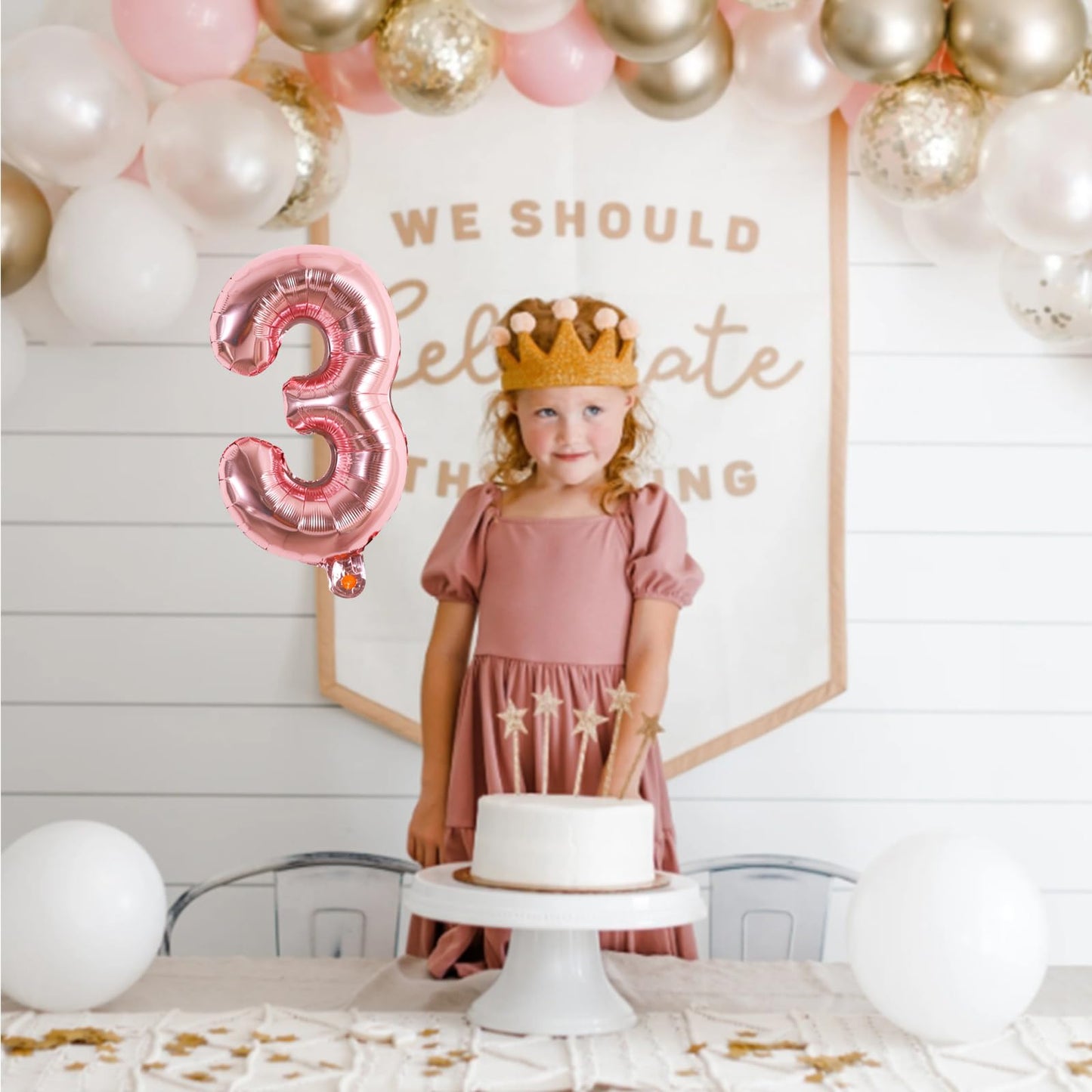 TONIFUL 16 Inch Rose Gold Number Balloons 0-9 Mylar Foil for Birthday, Engagement, Graduation, Baby Shower Decorations - 10 Pcs Set