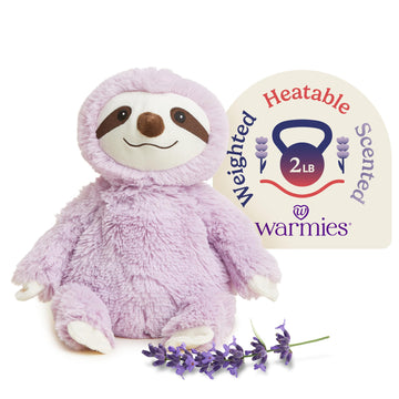 Warmies Microwavable & Weighted Stuffed Animals, Purple Sloth - Heated Stuffed Animal Plushie For Warmth & Comfort - Cute Soft P