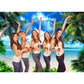 Summer Beach Theme Photo Hawaiian Ocean Blue Sky Seaside Tropical Palm Trees Luau Birthday Party Decor Banner 82X60In