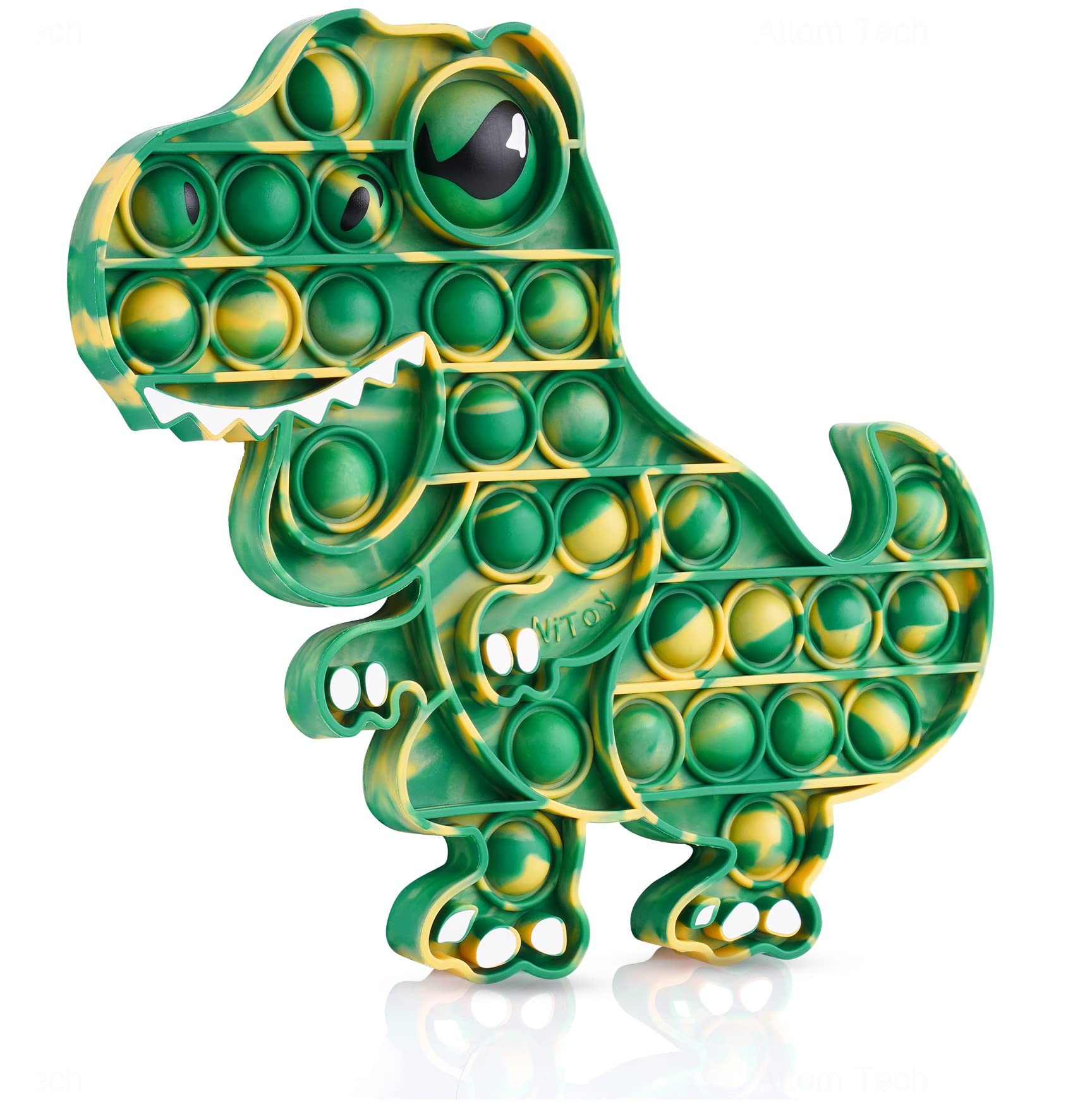 Nitoy Dinosaur Push Pop Bubble Fidget Sensory Toy Silicone Large T-Rex With Printed Eye, Stress Reducer Anxiety Reliever Bubble 