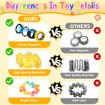 Cevioce 10Pcs Fidget Toys Adults Pack,Stocking Stuffers For Teens Boys Girls,Autism Sensory Toys With Fidget Spinner Slug Magnetic Rings,Squishy Fidget Toys Adhd Stress Relief,Party Favor For Kid-Py
