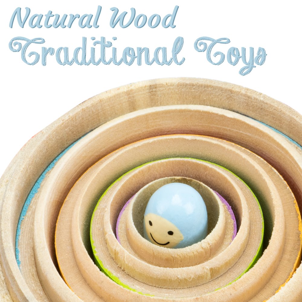 Imagination Generation - Nesting Nativity Set For Kids - Christmas Nesting Dolls, Wooden Toys Playset With Baby Jesus, Three Kin