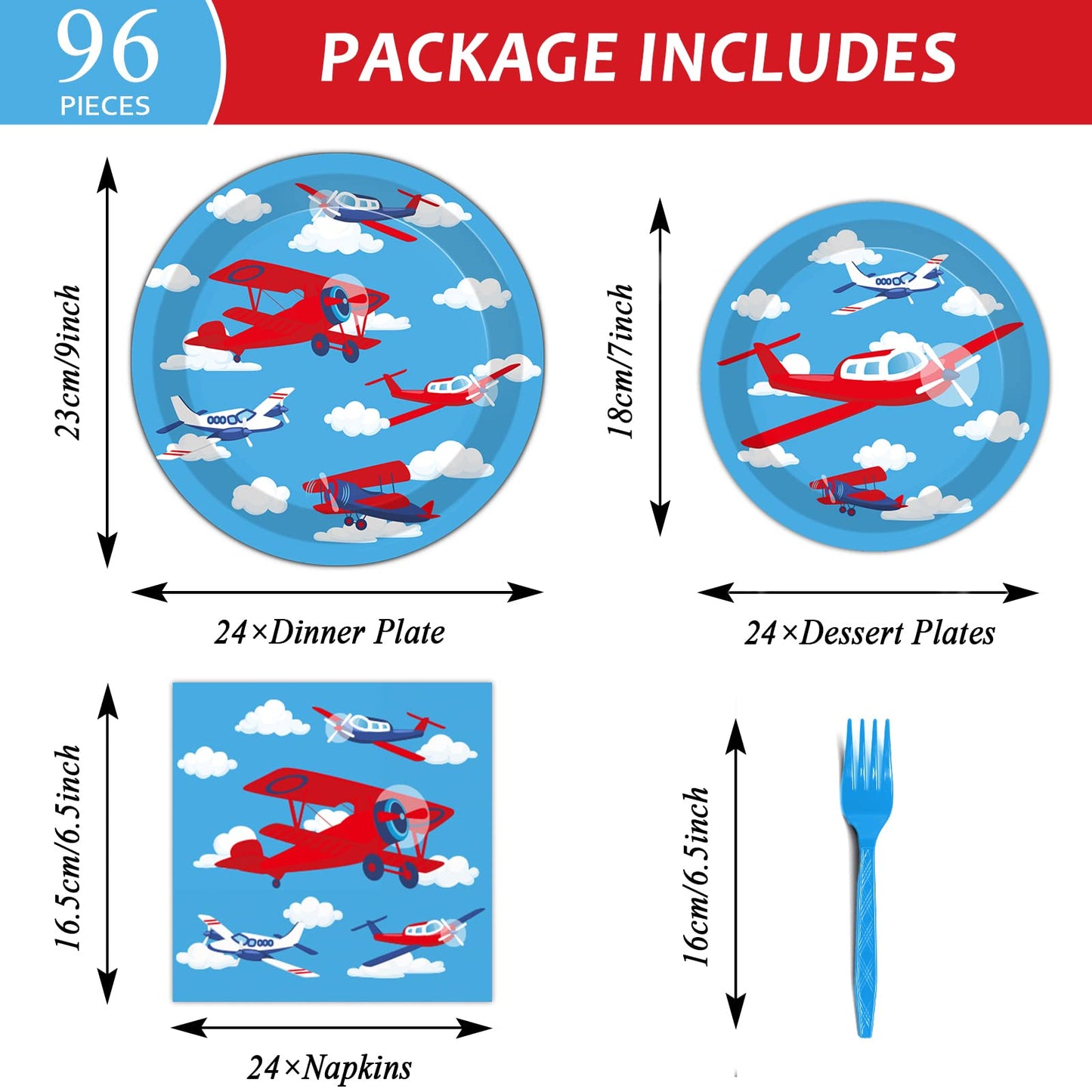 98 Pieces Airplane Birthday Party Decorations Supplies Airplane Party Plates And Napkins Plane Theme Paper Tableware Set Tablecl
