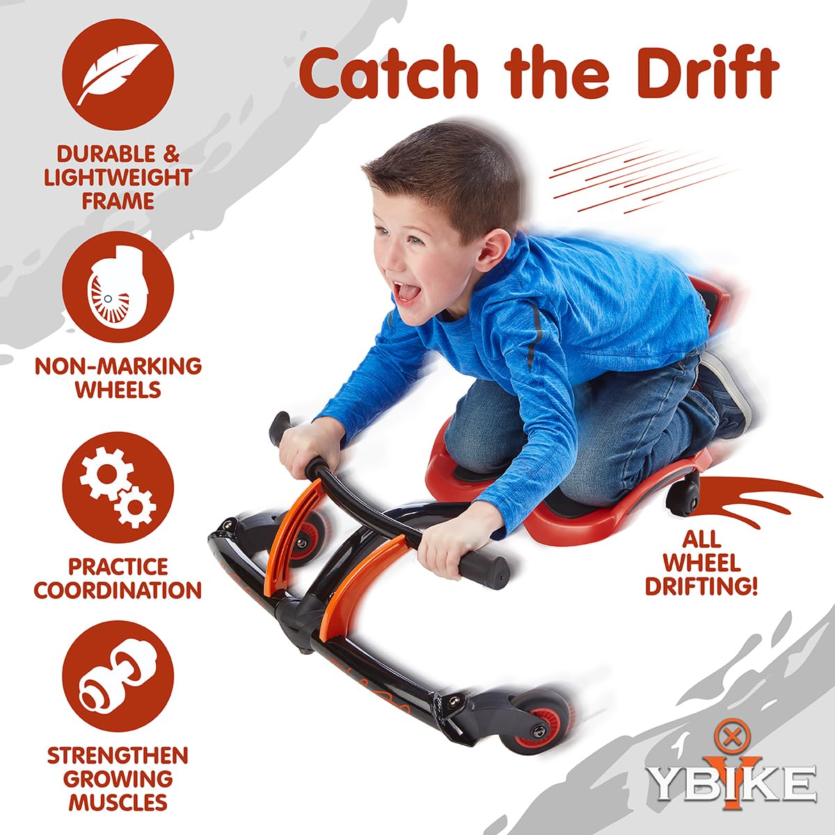 YBIKE Leap Self Propelled Ride On Drifting Racer Riding Toy for Boys and Girls Ages 4 - 9 - Red