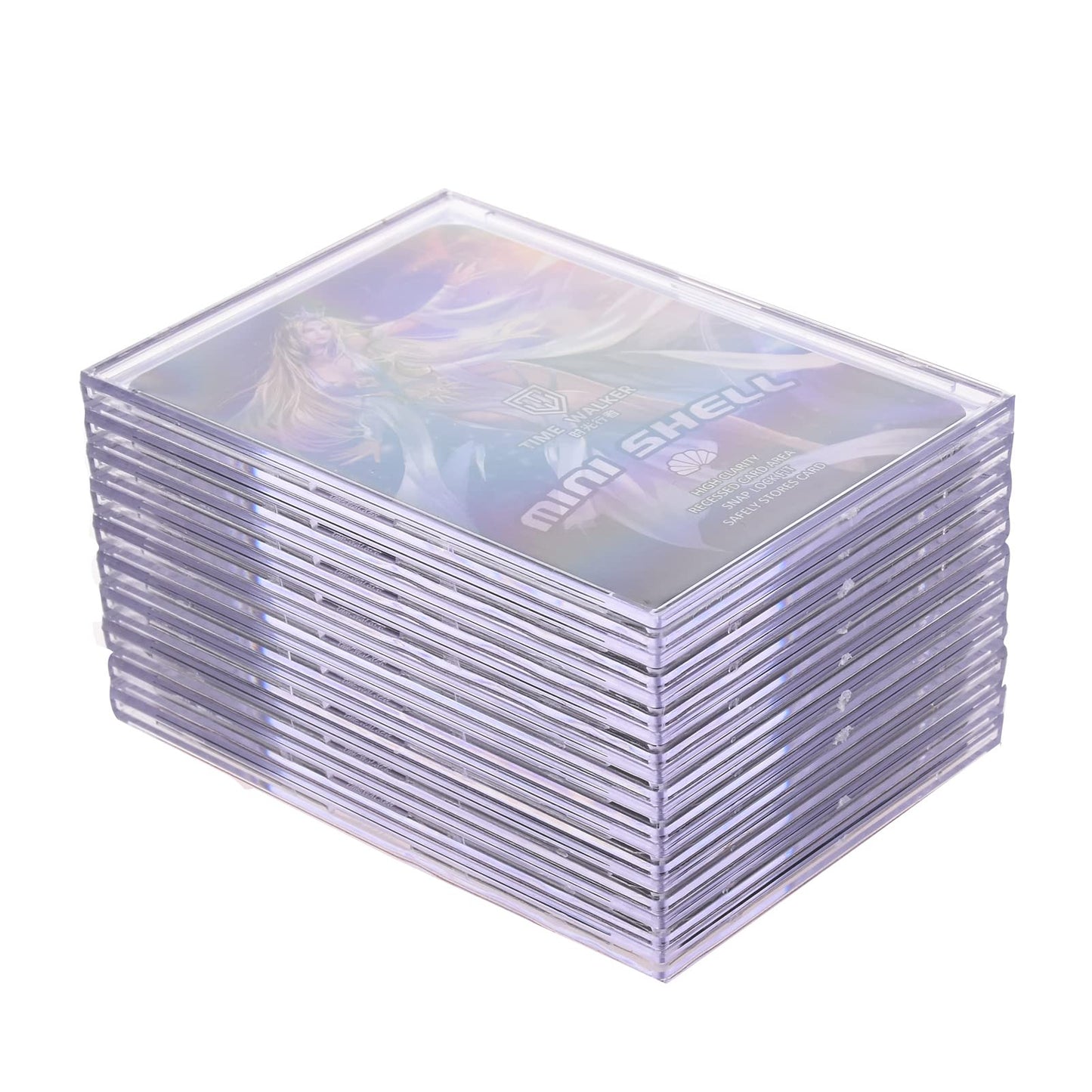Tpoael Cards Sleeves Top Loaders 10 Hard Acrylic Card Protector Clear Card Brick + 2 Display Stand Fit For Trading Cards,Standard Sports Cards,Baseball Card Holder Cases Collectibles White