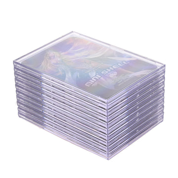 Tpoael Cards Sleeves Top Loaders 10 Hard Acrylic Card Protector Clear Card Brick + 2 Display Stand Fit For Trading Cards,Standard Sports Cards,Baseball Card Holder Cases Collectibles White