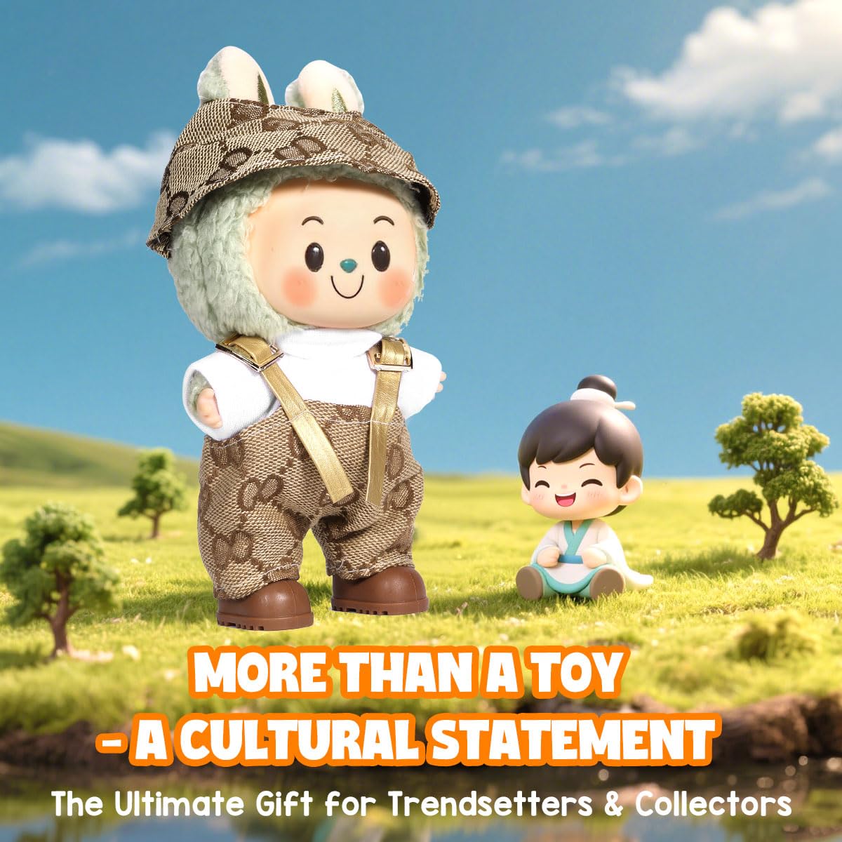 AICase for 17cm Doll Clothes/Outfit Clothes Set for 17cm Doll 2 Piece Set Hat Clothing Boys and Girls Stylish Adorable Dolls Clothes Accessories_Brown