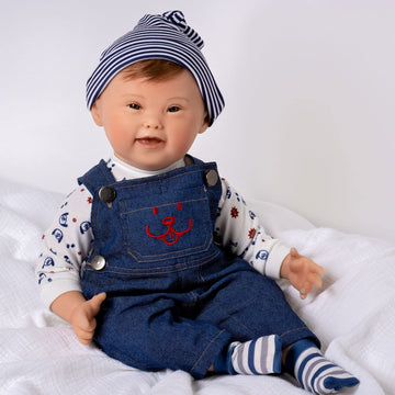 Paradise Galleries Realistic Reborn Toddler Baby Boy Down Syndrome Awareness 21 Inch Doll Lifelike Rooted Hair 6 Piece Gift Set For Ages 3 And Up - Noah