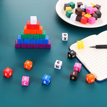 Gejoy 60 Pieces 16mm Multicolored Acrylic Blank Dice Cubes for DIY Board Games with Storage Bag