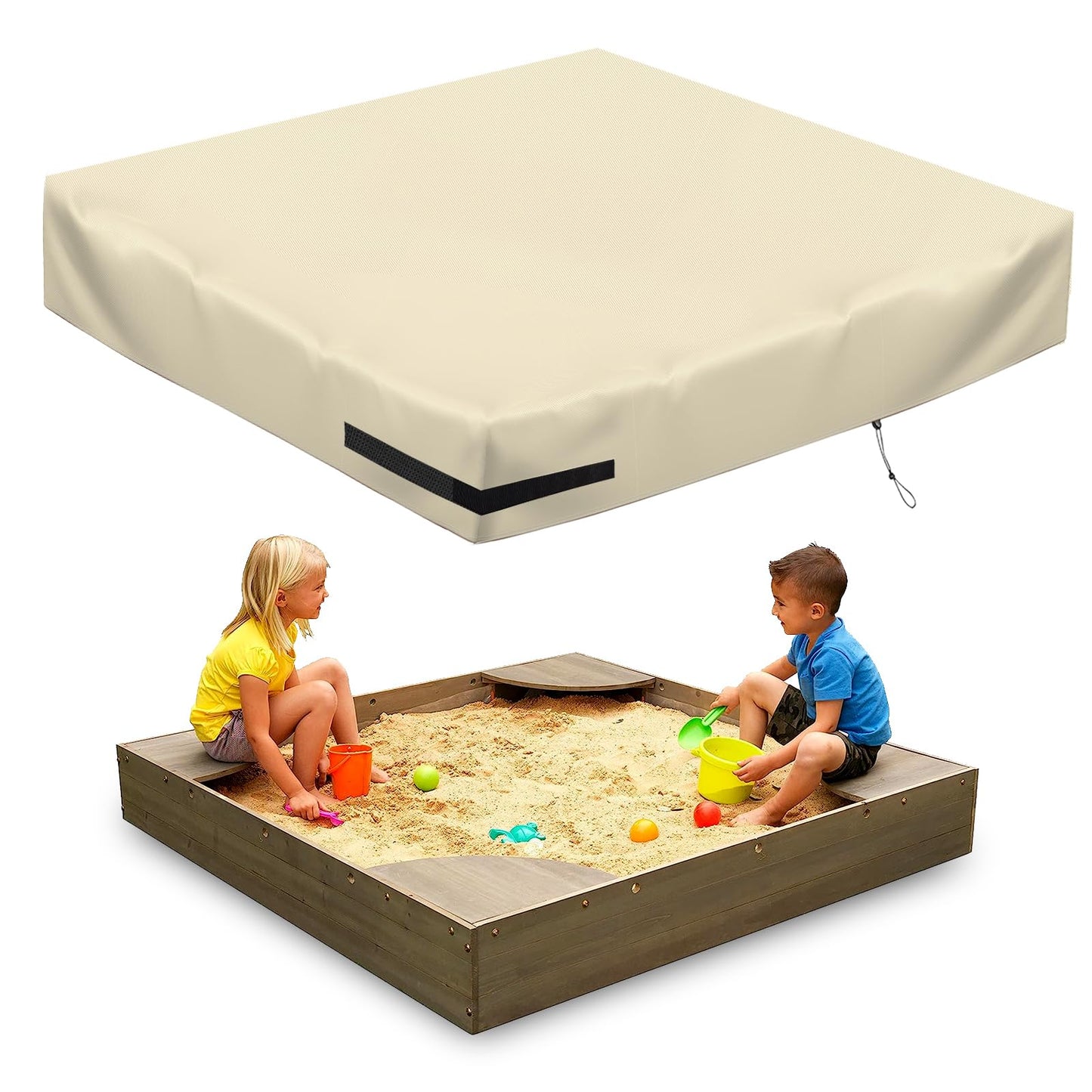 Sandbox Cover, Lid-48In, 420D Waterproof Duty Khaki Sandbox With Cover, Square Sandboxes Sandpit Cover Suitable For Children'S S