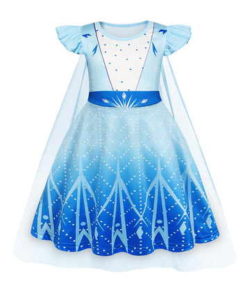 Wonderbabe Girls Princess Costumes Snow Queen Princess Halloween Cosplay Christmas Birthday Party Dress Up Outfits With Cape Siz