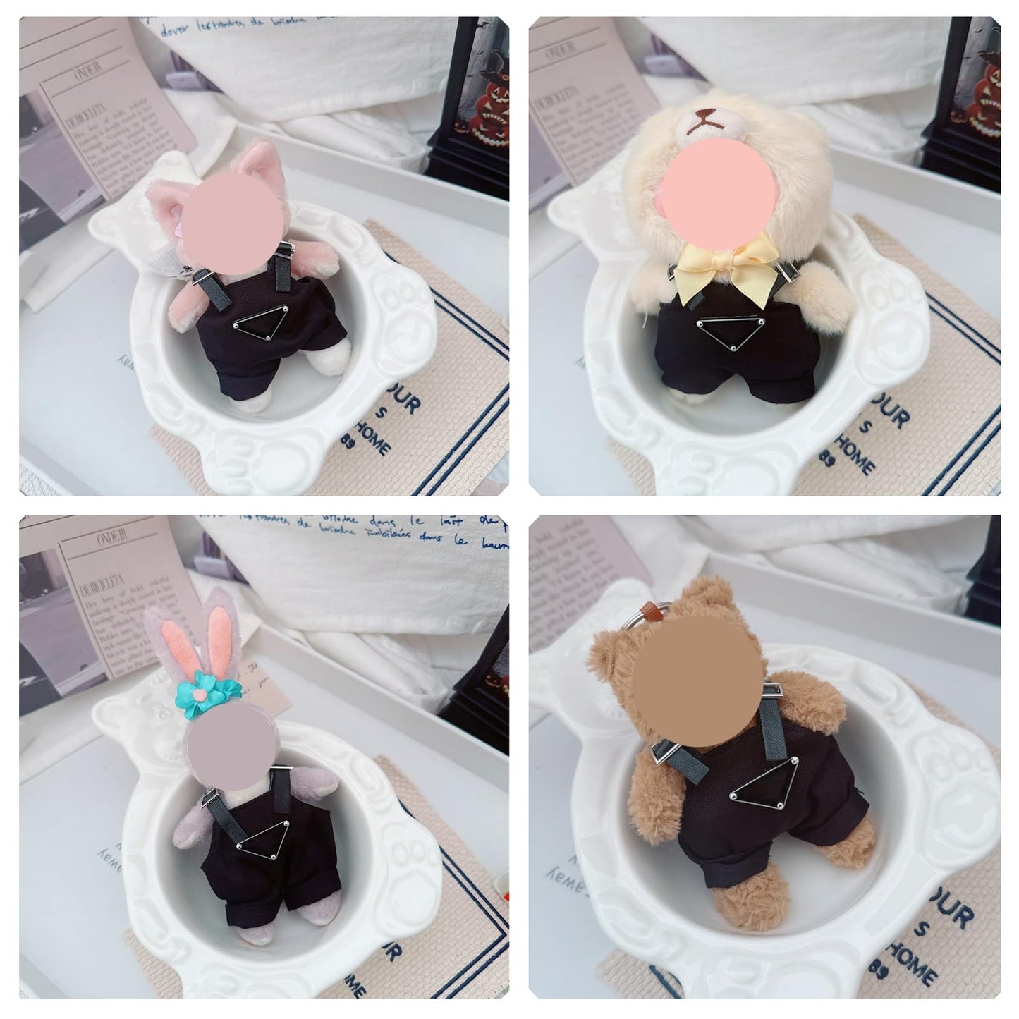 Clothes for Labubu(NO Doll)   Hat & Overalls Set for Labubu Clothes 15cm/17cm Dolls Accessories Suit  Doll Outfit Stylish Clothes(Black)