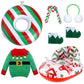 Cindeer 6 Pcs Christmas Elf Doll Accessories Set Includes Doll Clothes Sweater Ear Muffs Scarf Shoes Sleigh Snow Ring Set For 11.5 Inch Doll (Red Green Stripe)