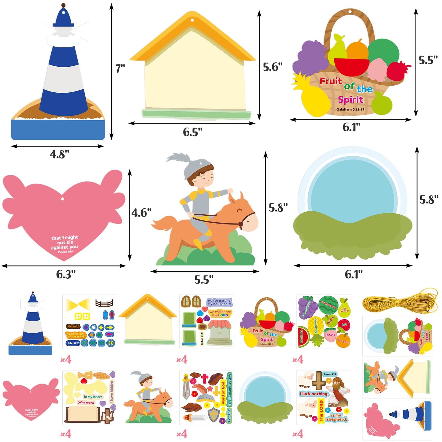 Fancy Land Sunday School Crafts for Kids Christian Bible Story Stickers Religious Hanging Ornaments for VBS Classroom DIY Activi
