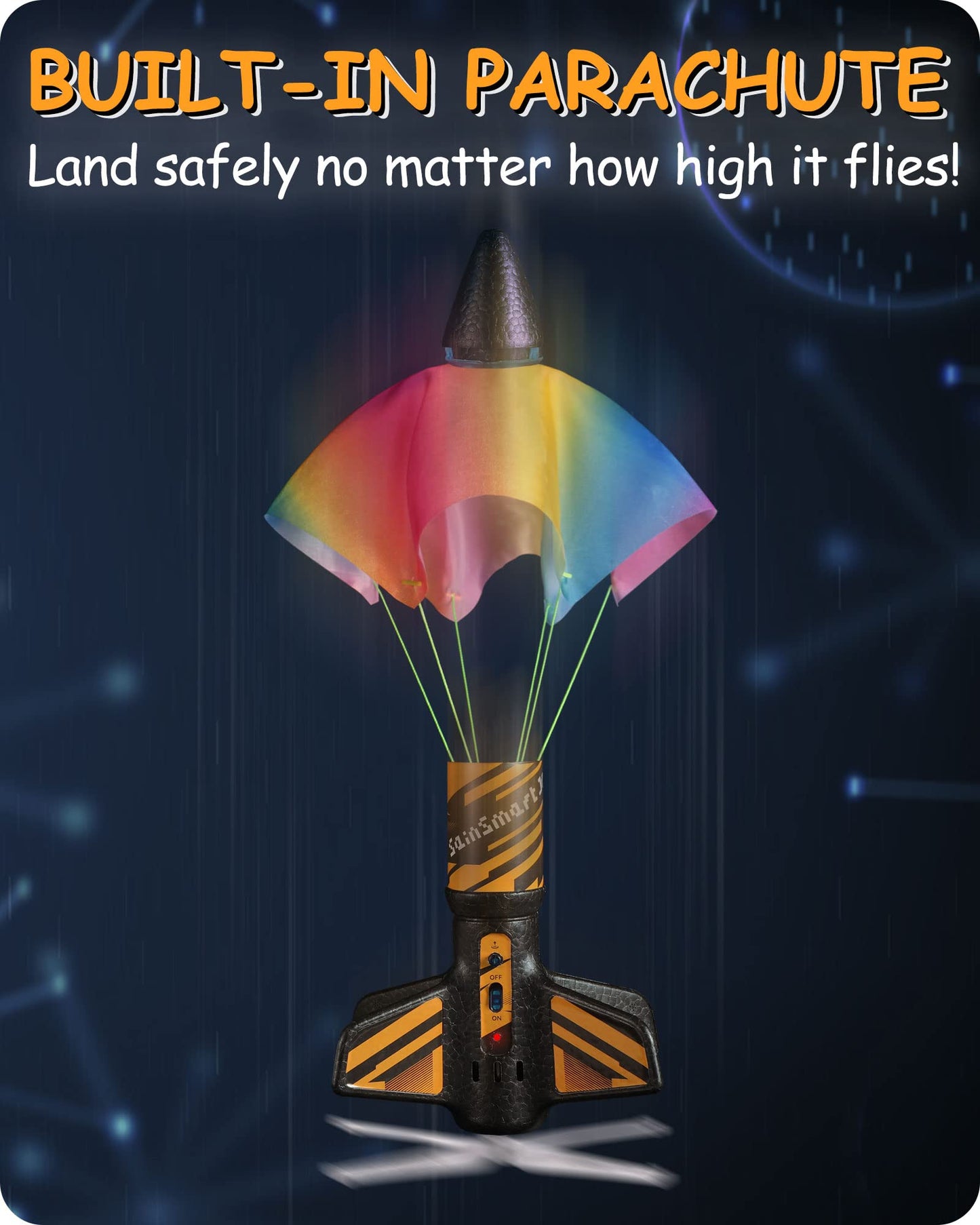 SainSmart Jr. Rocket Launcher for Kids, Motorized Air Rocket, 200ft Altitude, Black, 5"L x 10"H, Plastic, Model: Rakete Spielzeug