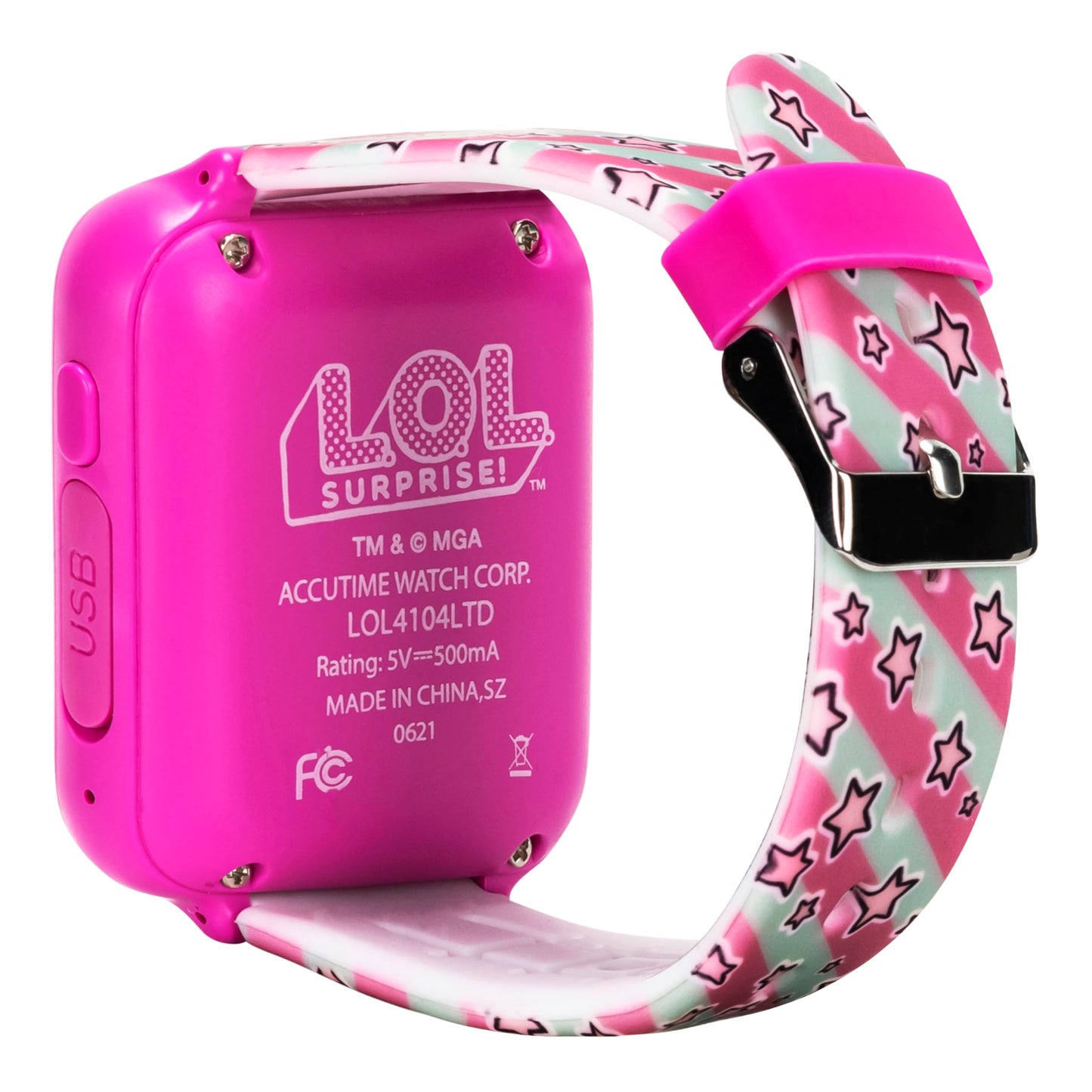 L.O.L. Surprise! Accutime Kids Hot Pink Educational Touchscreen Smart Watch Toy For Girls, Boys, Toddlers - Selfie Cam, Learning