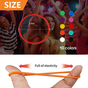 LIANGYUNZE 60Pieces 10 Colors Silicone Jelly Bracelets Nonluminous Stretchy 80s Mixed Gummy Silicone Wristbands Hair Ties for Wo