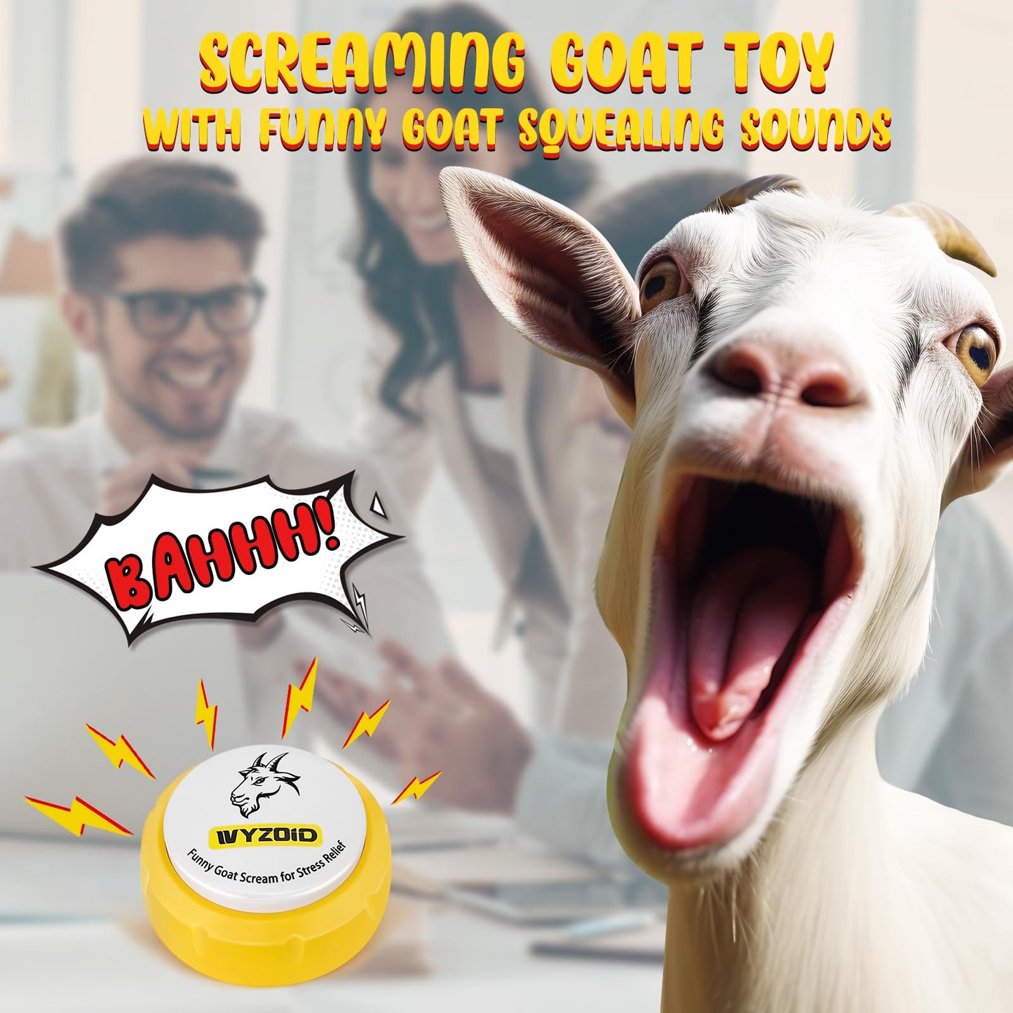 Wyzoid Screaming Goat, Screaming Desk Toy Talking Button,Make Funny Screaming Goat - Provide Interesting Gifts For Friends And C