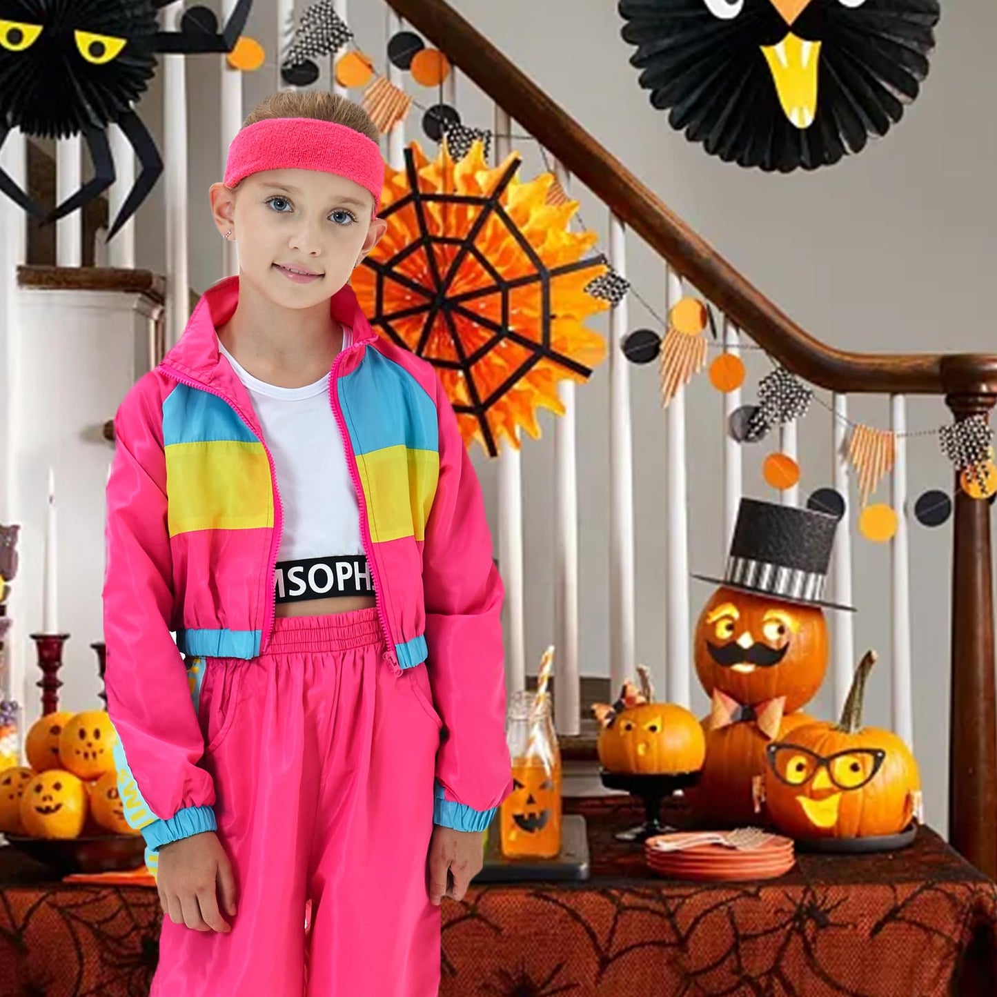 Timsophia Hip Hop Dance Costume For Girls, 5 Pcs 80S 90S Outfit For Kids, Modern Jazz Team Performance Tracksuit, 9-10 Years, Ho