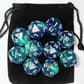 10PCs D20 Polyhedral Dice Set 22mm for DND RPG MTG Dungeons and Dragons Dice (Blue + Cyan)